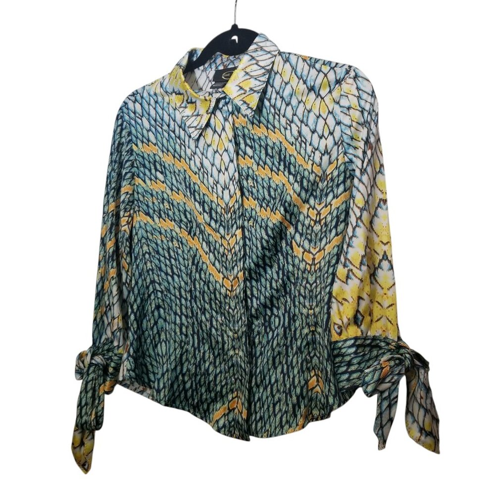 Roberto Cavalli 90s Snake Skin Print Women's Signature Blouse Sz 42 US M
